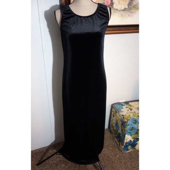 Coldwater Creek Womens Black Velvet Dress Floral Jacket size 6 Long Buttons 2 pc - Picture 7 of 16